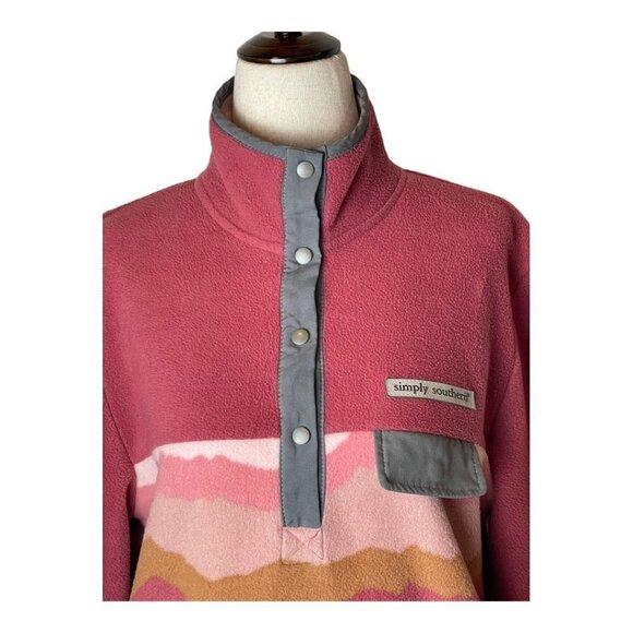 Simply Southern Pink Classic Mountain Fleece Quarter Snap Pullover Top Size S - Picture 4 of 10